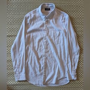Stock Mfg Pinstripe Button Up Shirt Gray White Men's Size Small Made in USA